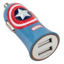 Tribe - Captain America - Marvel - Caricatore da Auto Doppio - Fast Car Charger - Caricatore USB - iPhone, iPad, Tablet, Samsung