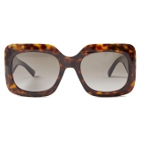 Jimmy Choo - Gaya - Brown Havana Square Frame Sunglasses with JC Emblem - Jimmy Choo Eyewear