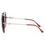 Jimmy Choo - Esther/s 57 - Opal Burgundy Square-Frame Sunglasses with Pearls - Jimmy Choo Eyewear