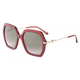 Jimmy Choo - Esther/s 57 - Opal Burgundy Square-Frame Sunglasses with Pearls - Jimmy Choo Eyewear