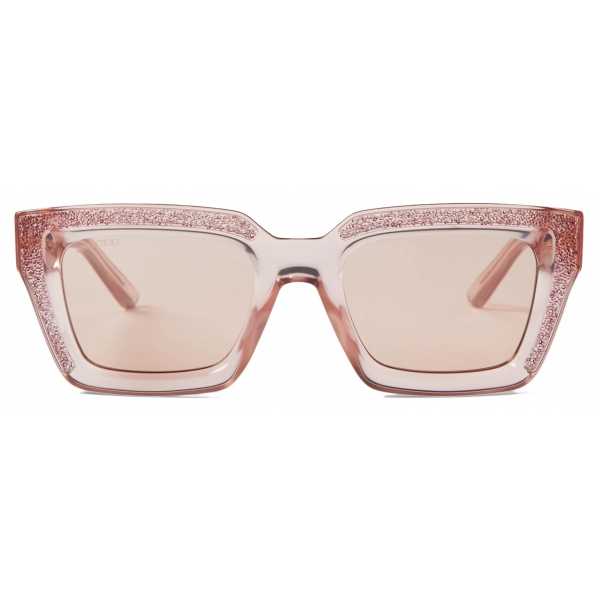 Jimmy Choo - Megs - Nude Square Frame Sunglasses with Swarovski Crystals - Jimmy Choo Eyewear