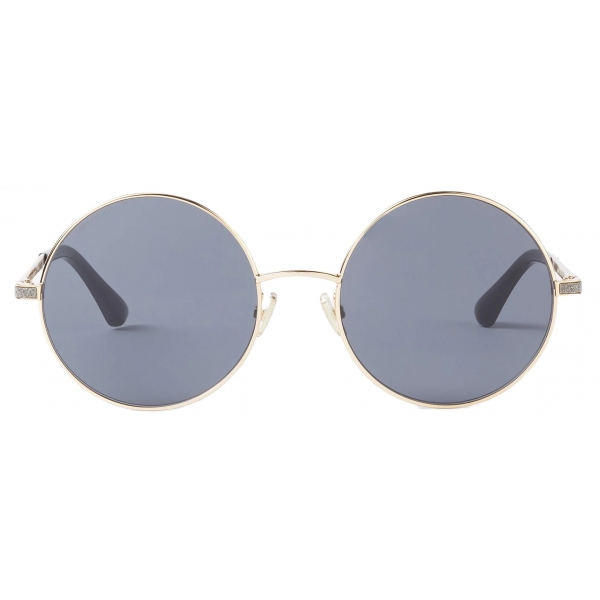 Jimmy Choo - Oriane/s 57 - Black and Gold Round-Frame Sunglasses - Jimmy Choo Eyewear