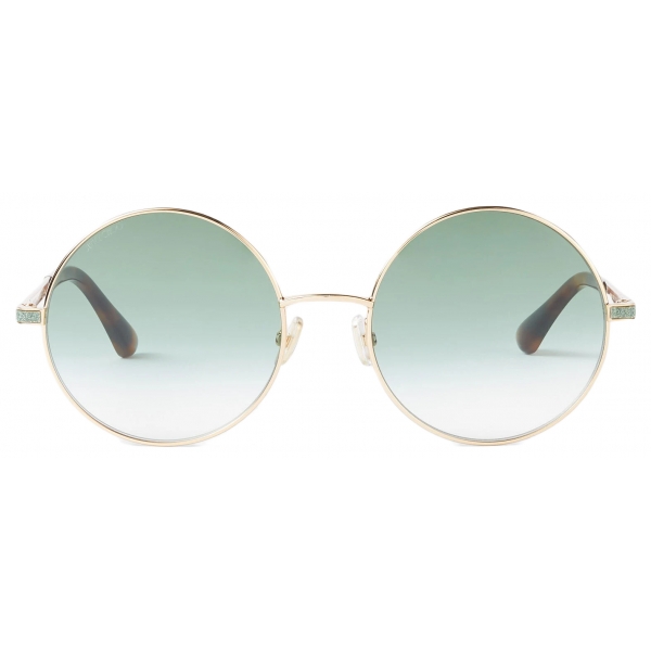Jimmy Choo - Oriane/s 57 - Green and Gold Havana Round-Frame Sunglasses - Jimmy Choo Eyewear