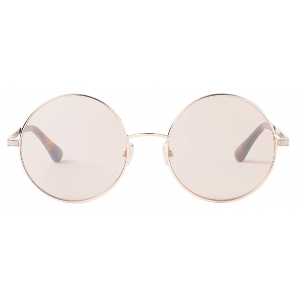 Jimmy Choo - Oriane/s 57 - Nude and Gold Havana Round-Frame Sunglasses - Jimmy Choo Eyewear