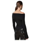 Patrizia Pepe - Asymmetrical Jumper with Crew Neck - Black - Pullover - Made in Italy - Luxury Exclusive Collection