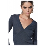Patrizia Pepe - Lurex Yarn Knit - Blue - Pullover - Made in Italy - Luxury Exclusive Collection