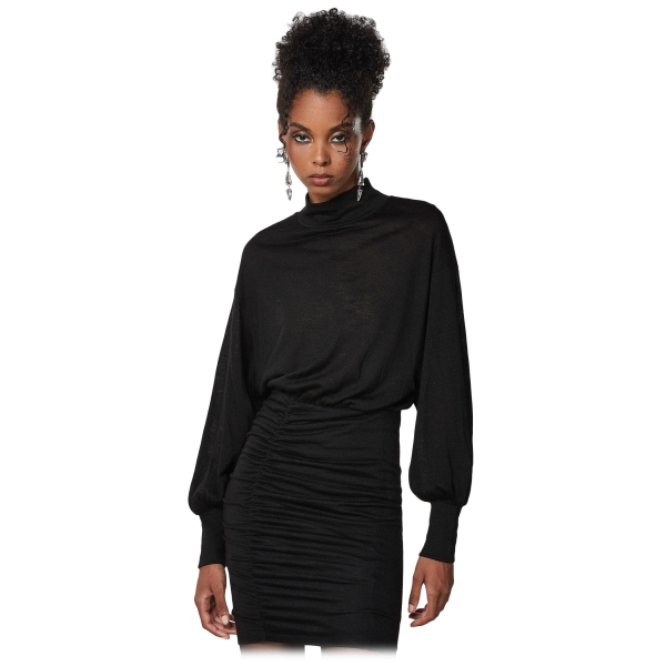 Patrizia Pepe - Dress with Draped Miniskirt - Black - Made in Italy - Luxury Exclusive Collection