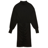 Patrizia Pepe - Dress with Draped Miniskirt - Black - Made in Italy - Luxury Exclusive Collection