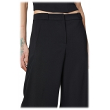 Patrizia Pepe - Wide Leg Trousers in Technical Fabric - Black - Trousers - Made in Italy - Luxury Exclusive Collection