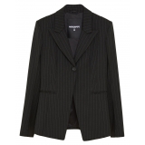 Patrizia Pepe - Single-Breasted Pinstripe Jacket - Black - Jacket - Made in Italy - Luxury Exclusive Collection