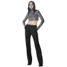 Patrizia Pepe - Pantalone in Fantasia Gessata con Cinturino - Nero - Pantalone - Made in Italy - Luxury Exclusive Collection