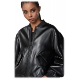 Patrizia Pepe - Faux Leather Padded Bomber Jacket - Black - Jacket - Made in Italy - Luxury Exclusive Collection