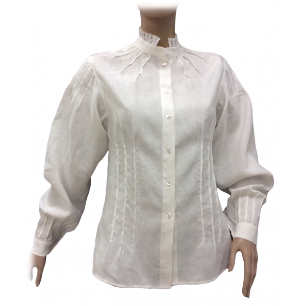 Nicolao Atelier - Women's Shirt Pattern of Late 19th Century Inspiration - Shirt - Made in Italy - Luxury Exclusive Collection