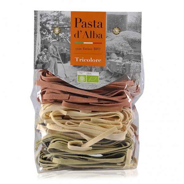 Pasta d'Alba - Tagliatelle Tricolore Bio - Linea Artigianale - Pasta Italiana Biologica Artigianale