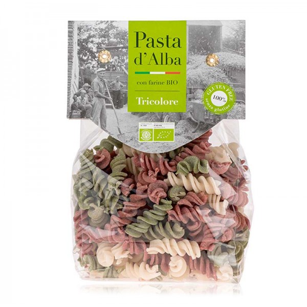 Pasta d'Alba - Fusilli di Riso Tricolore Bio - Linea Senza Glutine - Pasta Italiana Biologica Artigianale