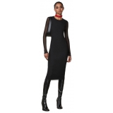 Patrizia Pepe - Sheath Dress with Tulle Sleeves - Black - Made in Italy - Luxury Exclusive Collection