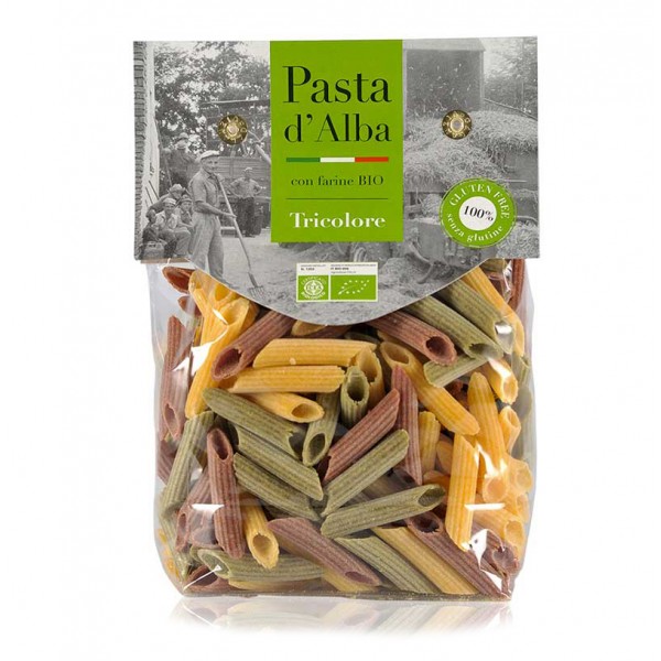 Pasta d'Alba - Penne di Mais Tricolore Bio - Linea Senza Glutine - Pasta Italiana Biologica Artigianale