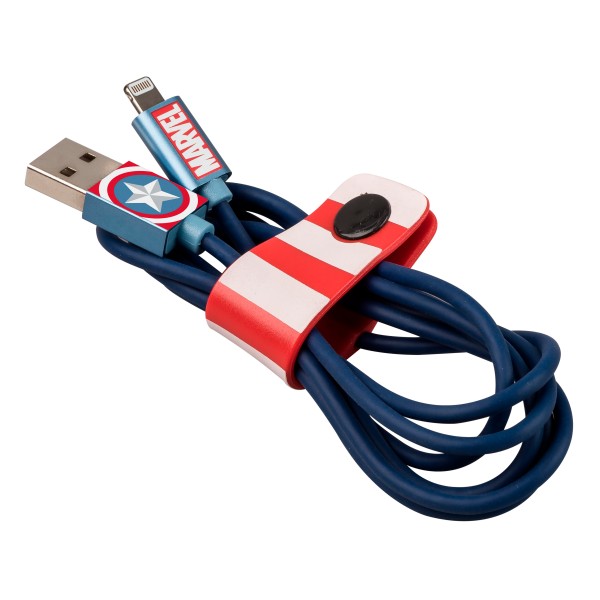 Tribe - Captain America - Marvel - Lightning USB Cable - Data Transmission and Charging Apple, iPhone - MFi Certified - 120 cm