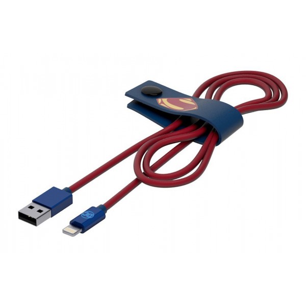Tribe - Superman - DC Comics - Lightning USB Cable - Data Transmission and Charging Apple, iPhone - MFi Certified - 120 cm