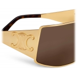 Céline - Triomphe Metal Racer Sunglasses in Metal - Gold Nicotine - Sunglasses - Céline Eyewear