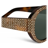 Céline - Occhiali da Sole Rotondi S240 in Acetato con Cristalli - Havana Scuro Classico - Occhiali da Sole - Céline Eyewear