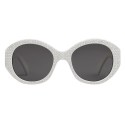 Céline - Round S240 Sunglasses in Acetate with Crystals - White - Sunglasses - Céline Eyewear
