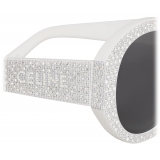 Céline - Round S240 Sunglasses in Acetate with Crystals - White - Sunglasses - Céline Eyewear