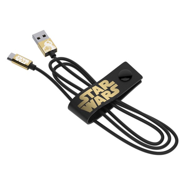 Tribe - BB-8 Gold - Star Wars - Micro USB Cable - Data Transmission and Charging for Android, Samsung, HTC, Nokia, Sony - 120 cm