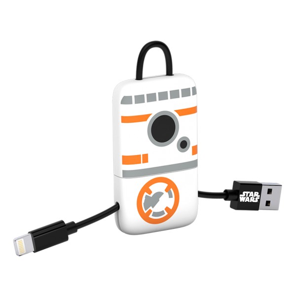 Tribe - BB-8 - Star Wars - Lightning USB Cable - Keychain - Data and Charging for Apple, iPhone - MFi Certified - 22 cm