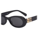 Miu Miu - Miu Miu Glimpse Sunglasses - Oval - Black Slate Gray - Sunglasses - Miu Miu Eyewear