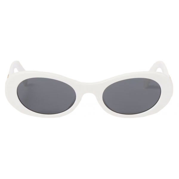 Miu Miu - Miu Miu Glimpse Sunglasses - Oval - Chalk White Slate Gray - Sunglasses - Miu Miu Eyewear