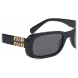Miu Miu - Miu Miu Glimpse Sunglasses - Rectangular - Black Slate Gray - Sunglasses - Miu Miu Eyewear
