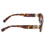 Miu Miu - Miu Miu Glimpse Sunglasses - Rectangular - Honey Tortoiseshell Coffee - Sunglasses - Miu Miu Eyewear