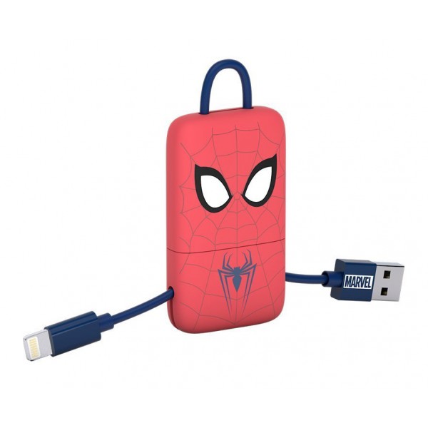 Tribe - Spider-Man - Marvel - Cavo Lightning USB - Portachiavi - Dati e Ricarica per Apple iPhone - Certificato MFi - 22 cm