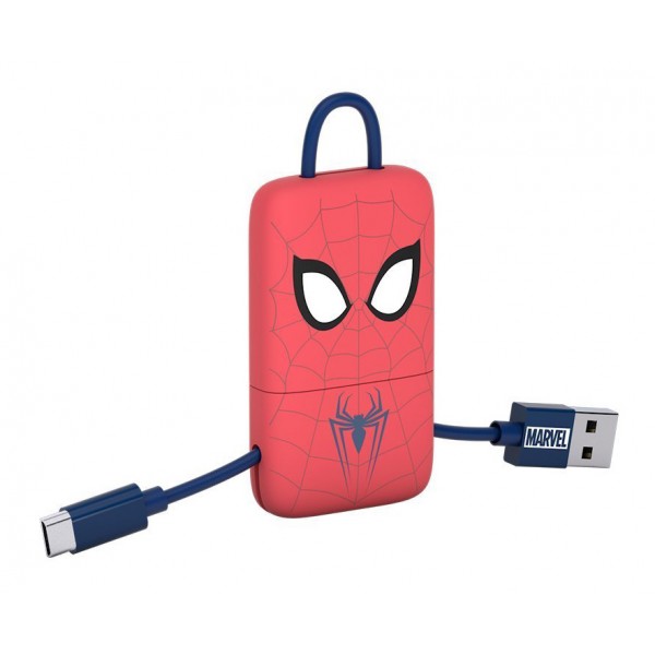 Tribe - Spider-Man - Marvel - Micro USB Cable - Keychain - Data and Charging for Android, Samsung, HTC, Nokia, Sony - 22 cm
