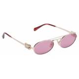 Miu Miu - Miu Miu Logo Sunglasses - Oval - Pale Gold Amaranth - Sunglasses - Miu Miu Eyewear