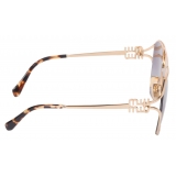 Miu Miu - Miu Miu Logo Sunglasses - Pilot - Brass Gradient Smoke Gray - Sunglasses - Miu Miu Eyewear