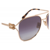 Miu Miu - Miu Miu Logo Sunglasses - Pilot - Brass Gradient Smoke Gray - Sunglasses - Miu Miu Eyewear