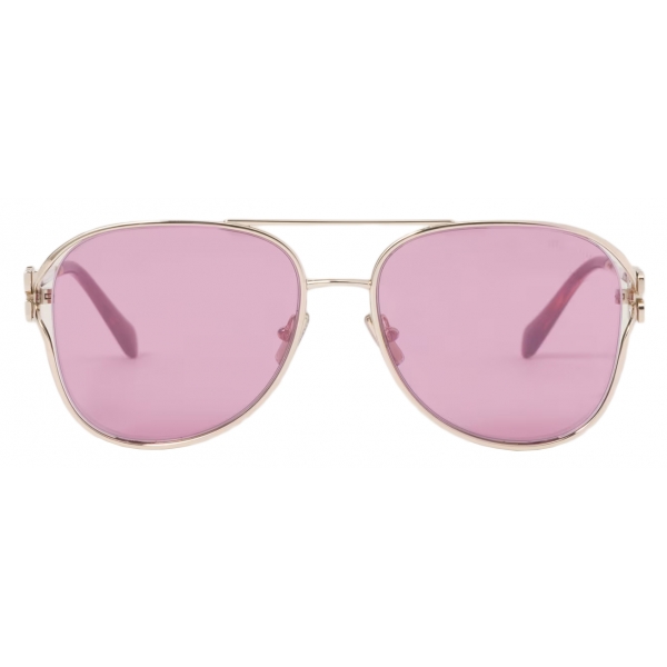 Miu Miu - Miu Miu Logo Sunglasses - Pilot - Pale Gold Amaranth - Sunglasses - Miu Miu Eyewear