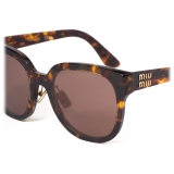 Miu Miu - Miu Miu Logo Sunglasses - Square - Honey Tortoiseshell Tobacco - Sunglasses - Miu Miu Eyewear