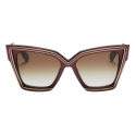 Valentino - Occhiale da Vista V - Grace Cat-Eye Oversize in Acetato con Titanio - Bordeaux - Valentino Eyewear