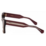Valentino - V - Grace Oversized Cat Eye Acetate Sunglasses with Titanium Details - Maroon - Valentino Eyewear
