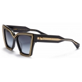 Valentino - V - Grace Oversized Cat Eye Acetate Sunglasses with Titanium Details - Black - Valentino Eyewear