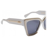 Valentino - V - Grace Oversized Cat Eye Acetate Sunglasses with Titanium Details - White - Valentino Eyewear