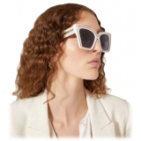 Valentino - V - Grace Oversized Cat Eye Acetate Sunglasses with Titanium Details - White - Valentino Eyewear