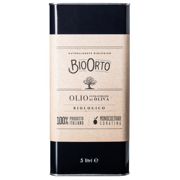 BioOrto - Monocultivar Coratina - Olio Extravergine di Oliva Italiano Biologico - 5 l