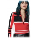 Patrizia Pepe - Striped Patterned Sweater with Zip - Red/Black/White - Pullover - Made in Italy - Luxury Exclusive Collection