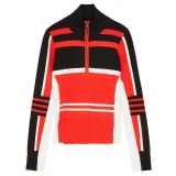 Patrizia Pepe - Striped Patterned Sweater with Zip - Red/Black/White - Pullover - Made in Italy - Luxury Exclusive Collection