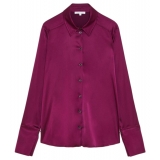 Patrizia Pepe - Stretch Satin Shirt - Magenta - Shirt - Made in Italy - Luxury Exclusive Collection