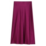 Patrizia Pepe - Glossy Fabric Midi Skirt - Magenta - Skirt - Made in Italy - Luxury Exclusive Collection